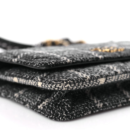Chanel Tweed Quilted Chanel 19 Wallet On Chain WOC Grey Black Beige 8 of 10