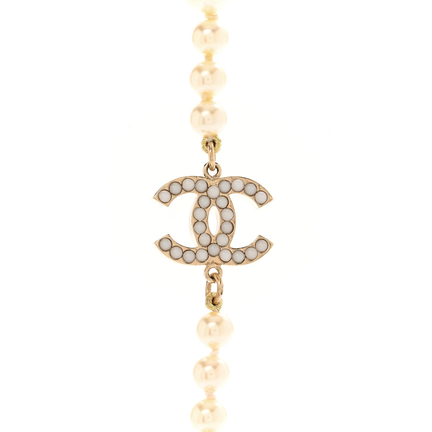Chanel Graduated Pearl CC Long Necklace Light Gold 4 of 6