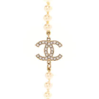 Chanel Graduated Pearl CC Long Necklace Light Gold 4 of 6
