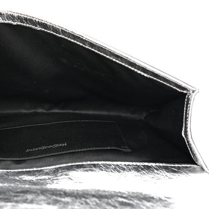 Saint Laurent Metallic Calfskin Monogram Large Belle De Jour Clutch Silver 5 of 11