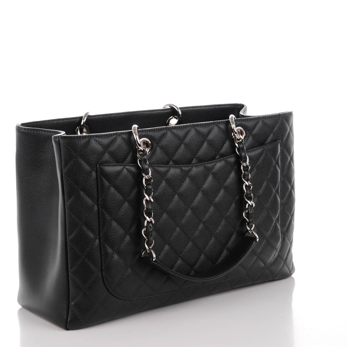Caviar Quilted XL Grand Shopping Tote GST Dark Grey