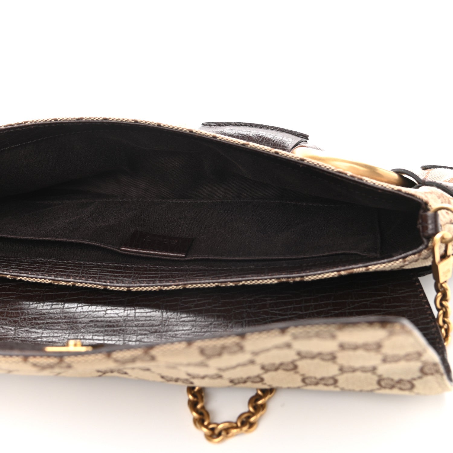 Gucci Monogram Horsebit Clutch Dark Brown 5 of 11