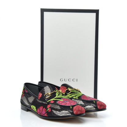 Gucci Floral Jacquard Horsebit Womens Jordaan Loafers 39.5 Multi 10 of 10