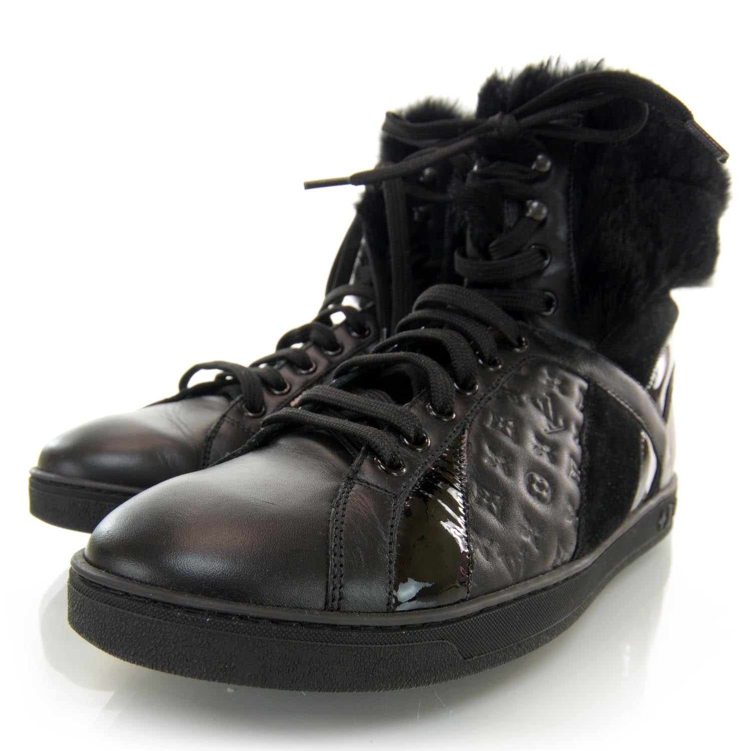 Louis Vuitton Leather Fur Medley Sneaker Boot 36.5 Black 2 of 6