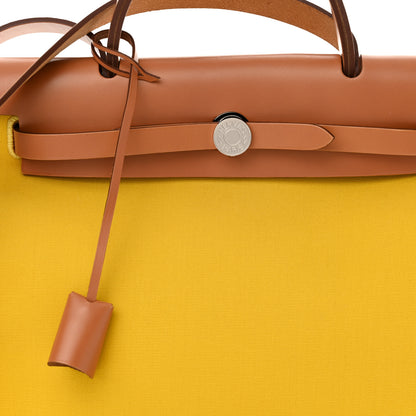 Hermes Vache Hunter Toile Herbag Zip 31 PM Lime Naturel 9 of 13