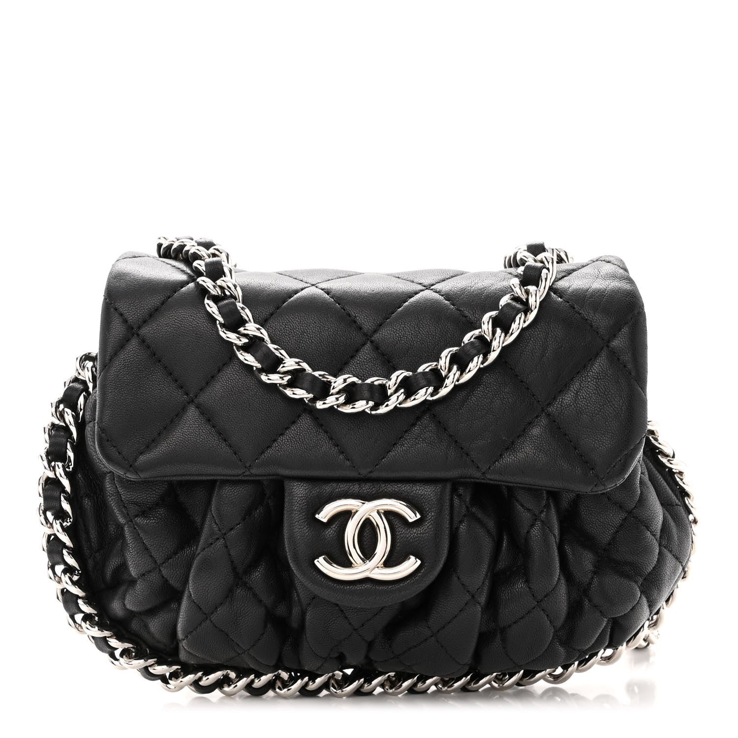 Chanel Washed Lambskin Quilted Mini Chain Around Flap Black 1 of 10