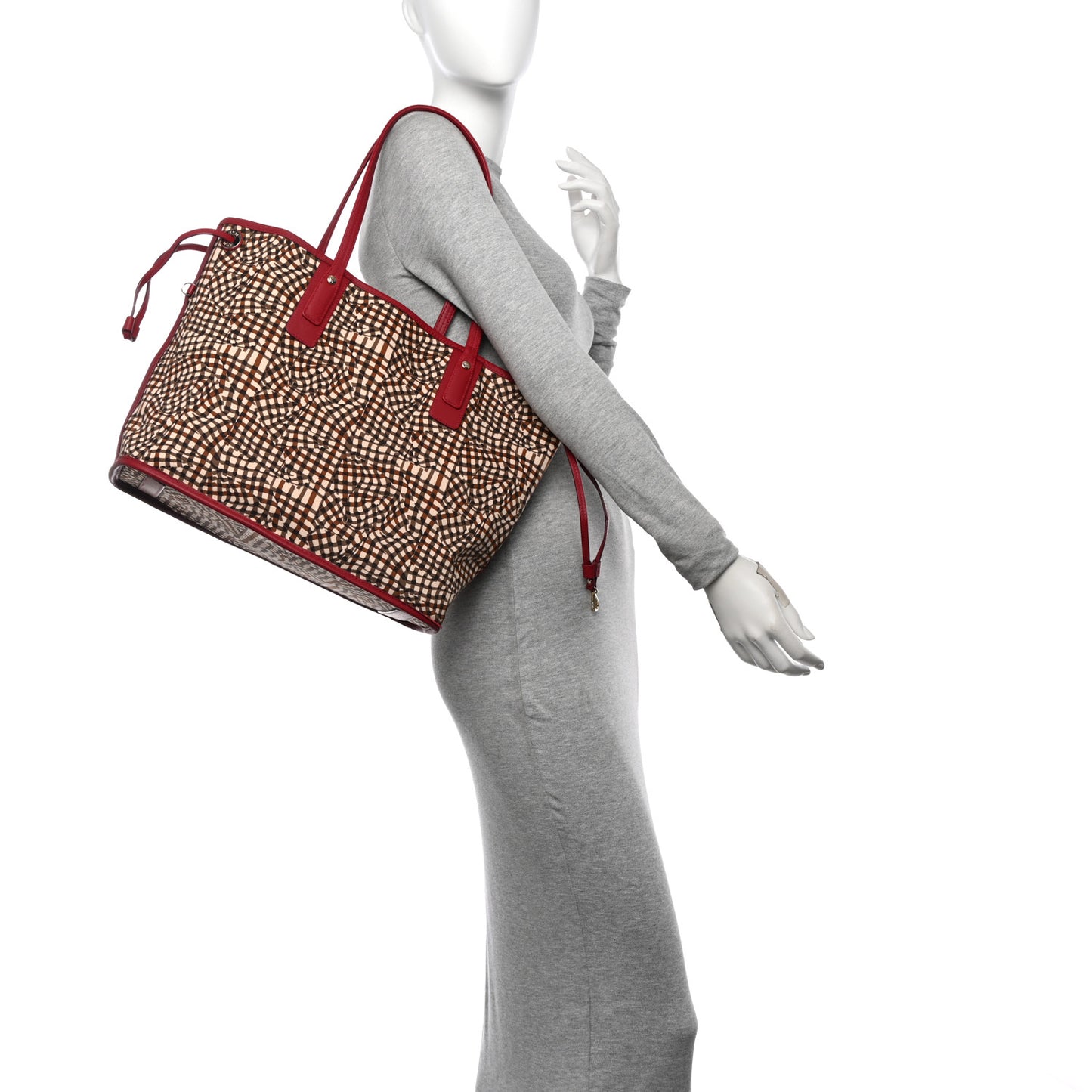 Visetos Medium Liz Reversible Shopper Tote Beige Ruby Red