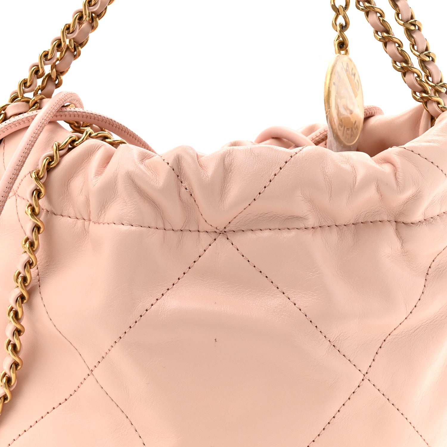 Chanel Shiny Calfskin Quilted Mini Chanel 22 Light Pink 8 of 10