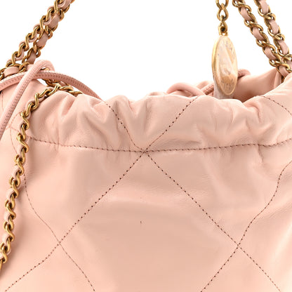 Chanel Shiny Calfskin Quilted Mini Chanel 22 Light Pink 8 of 10