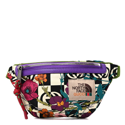 Gucci X THE NORTH FACE Econyl Nylon Textured Dollar Calfskin Floral Belt Bag Green Multicolor 1 of 8