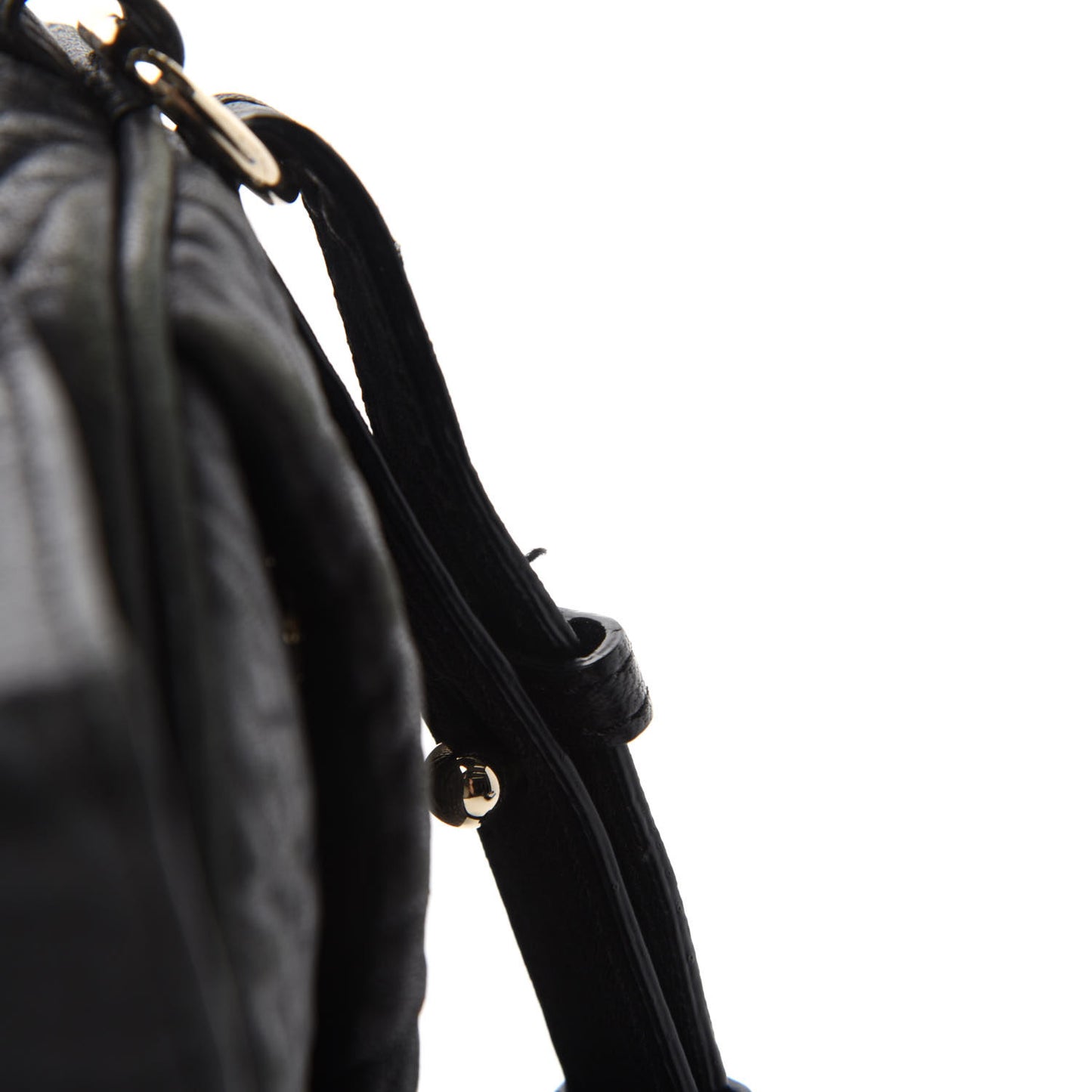 Pebbled Lambskin Rocco Black Pale Gold Hardware