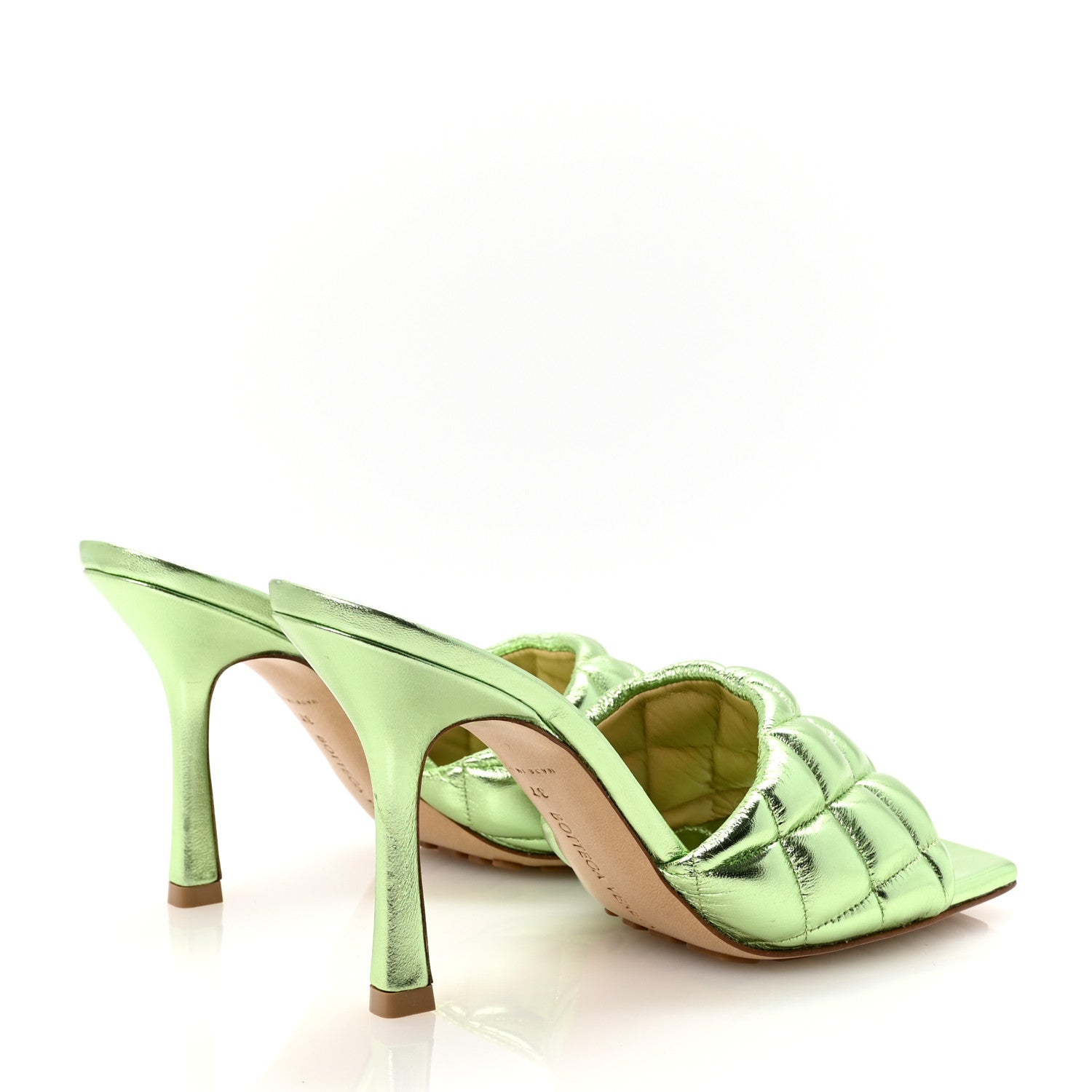 Bottega Veneta Metallic Nappa Reflection Matelasse Padded Mule Sandals 37 Pistachio 5 of 9