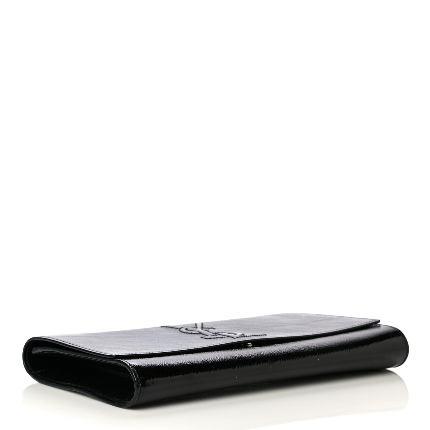 Textured Patent Monogram Large Belle De Jour Clutch Black
