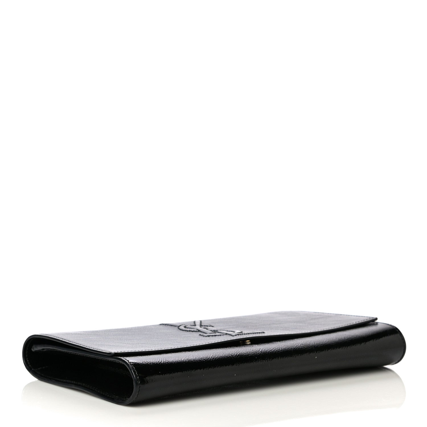 Saint Laurent Textured Patent Monogram Large Belle De Jour Clutch Black 4 of 13