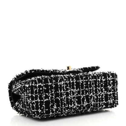 Chanel Tweed Quilted Mini Top Handle Rectangular Flap Black White 4 of 11
