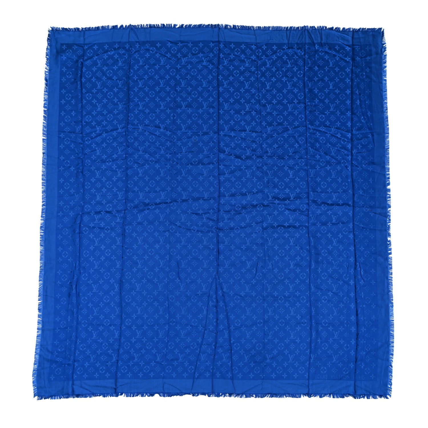 Louis Vuitton Wool Silk Monogram Shawl Blue 1 of 4