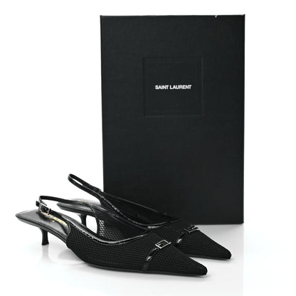 Saint Laurent Mesh Oxalis Slingback Pumps 37 Black 8 of 8
