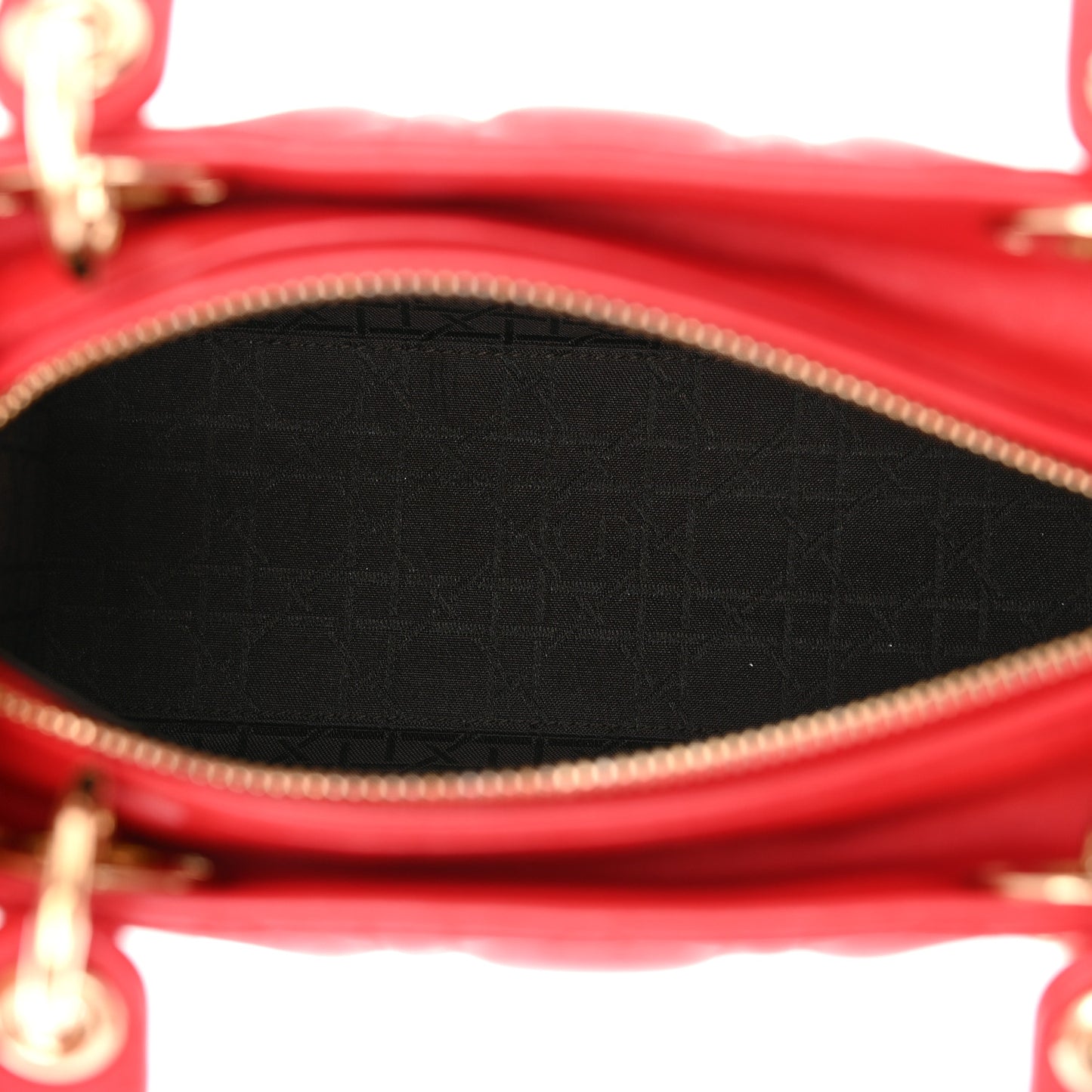 CHRISTIAN DIOR Lambskin Cannage Medium Lady Dior Red