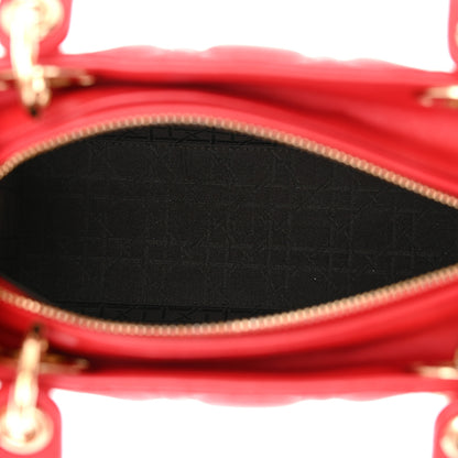 Christian Dior CHRISTIAN DIOR Lambskin Cannage Medium Lady Dior Red 5 of 10