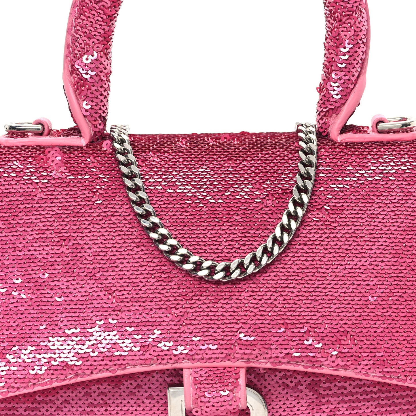 Sequin Hourglass Top Handle Bag XS Pink