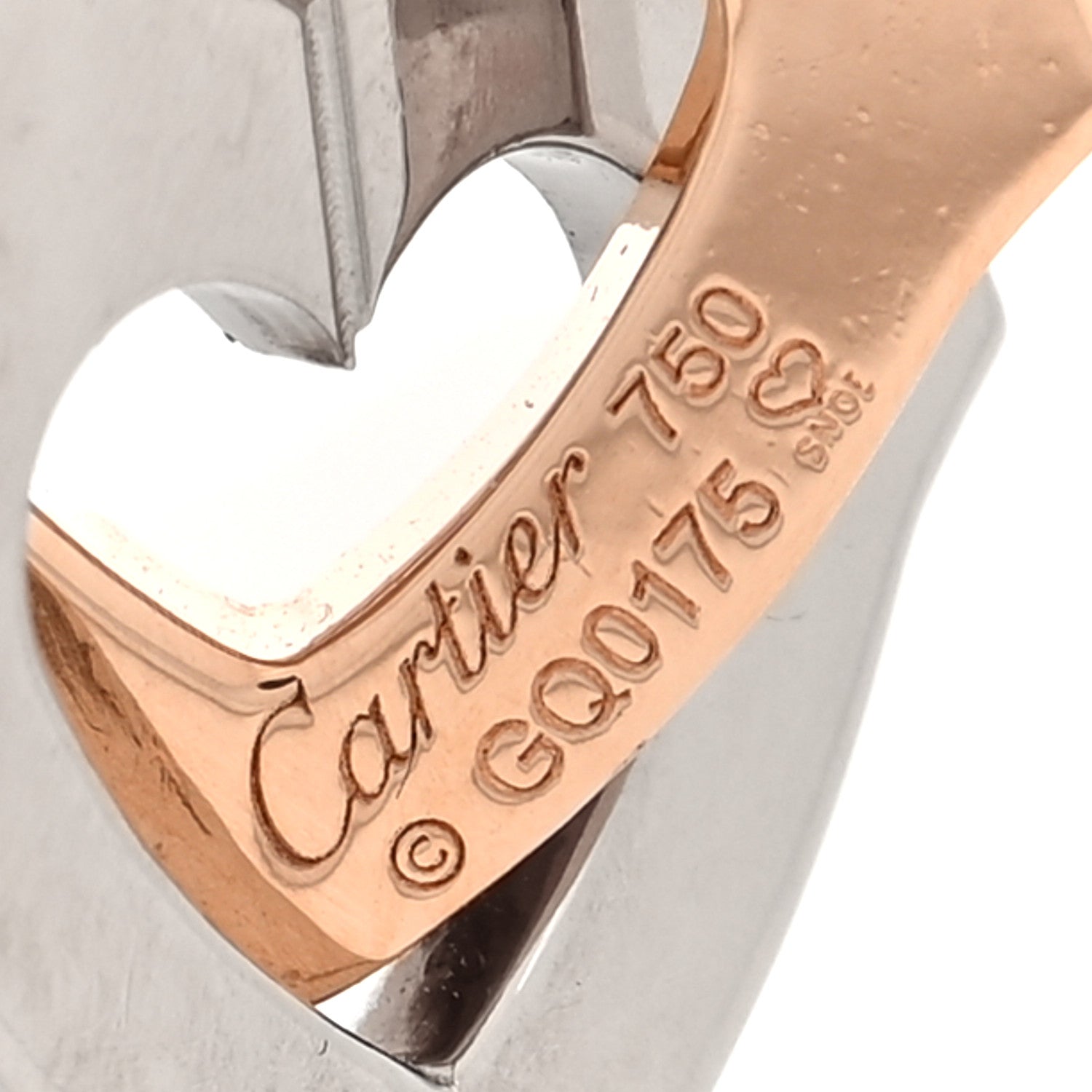 Cartier 18K White Pink Gold Double Heart Charm 3 of 3