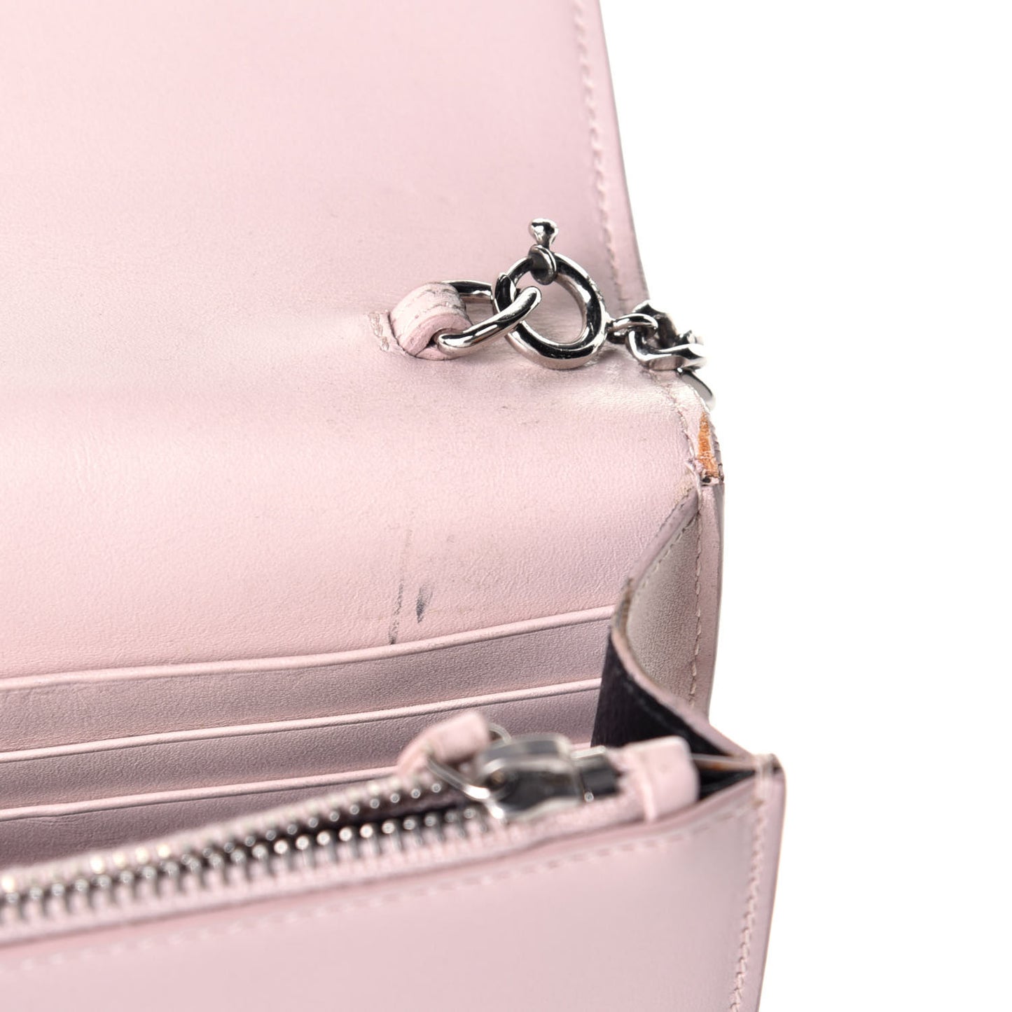 Smooth Calfskin Classic Monogram Kate Tassel Chain Wallet Marble Pink