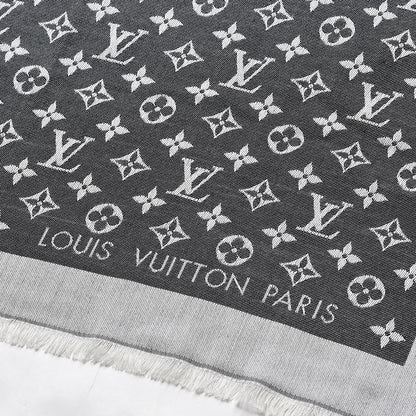 Louis Vuitton Silk Wool Monogram Denim Shawl Black 3 of 4