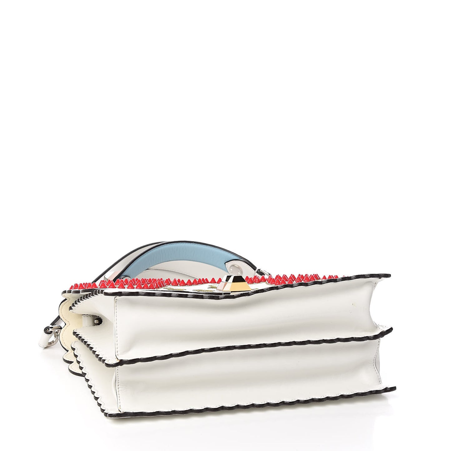 Vitello Liberty Scalloped Studded Flowers and Bows Kan I Shoulder Bag White Multicolor