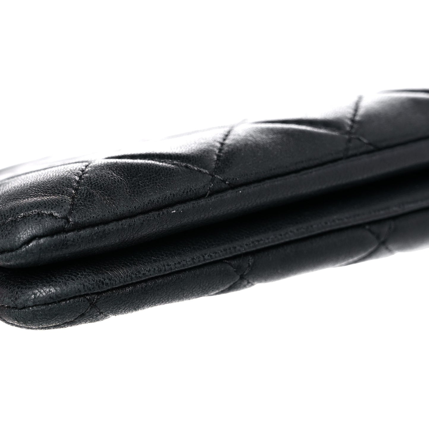 Lambskin Quilted Small Boy Zipped Pouch Black