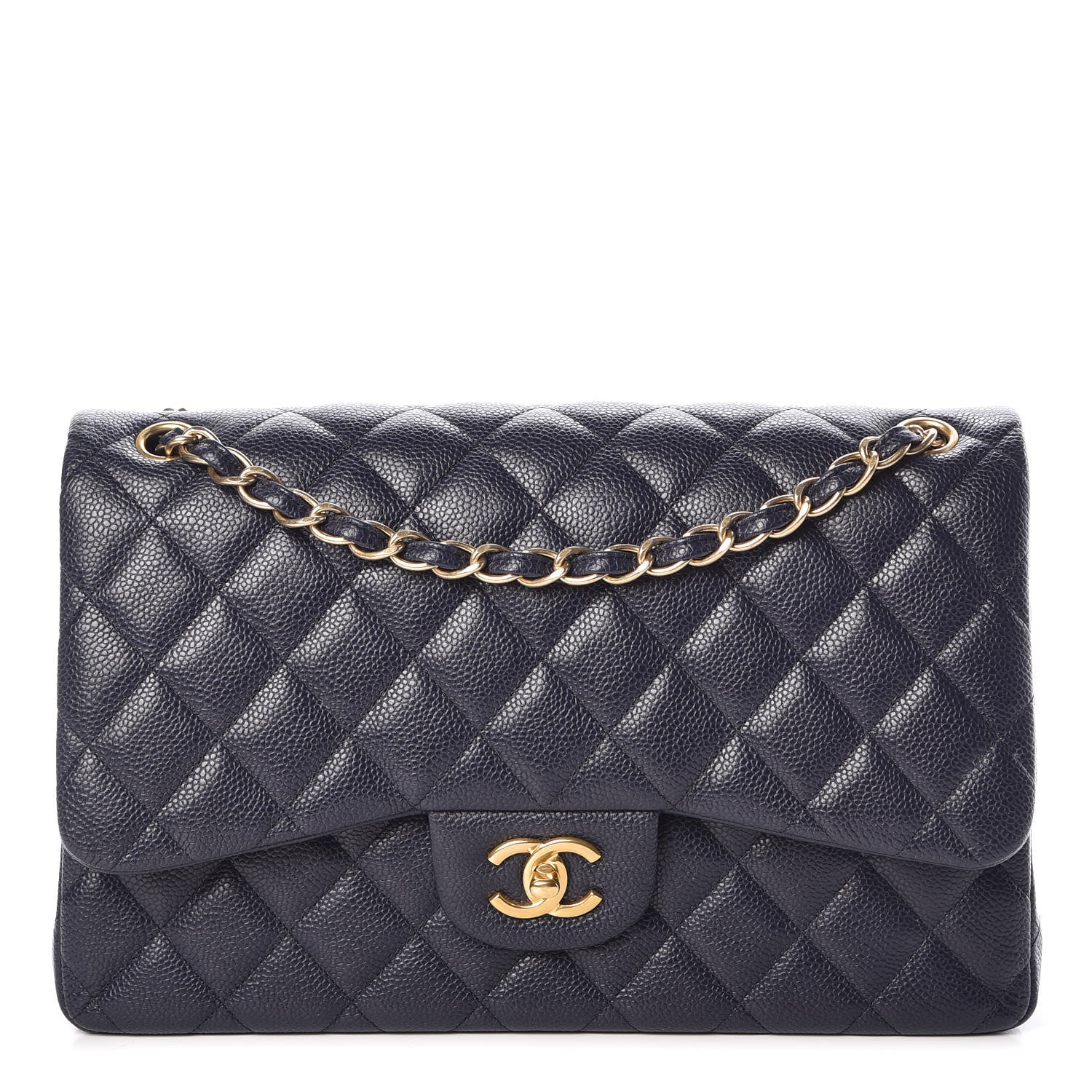 Chanel Caviar Quilted Jumbo Double Flap Navy 1 of 10