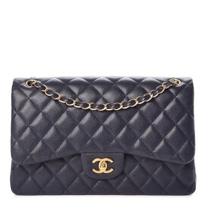 Chanel Caviar Quilted Jumbo Double Flap Navy 1 of 10