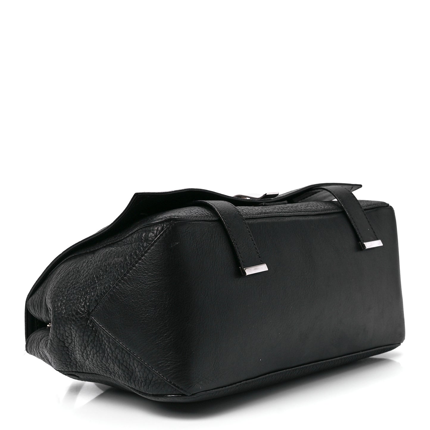 Pebbled Calfskin Double Sided PS Courier Bag Black