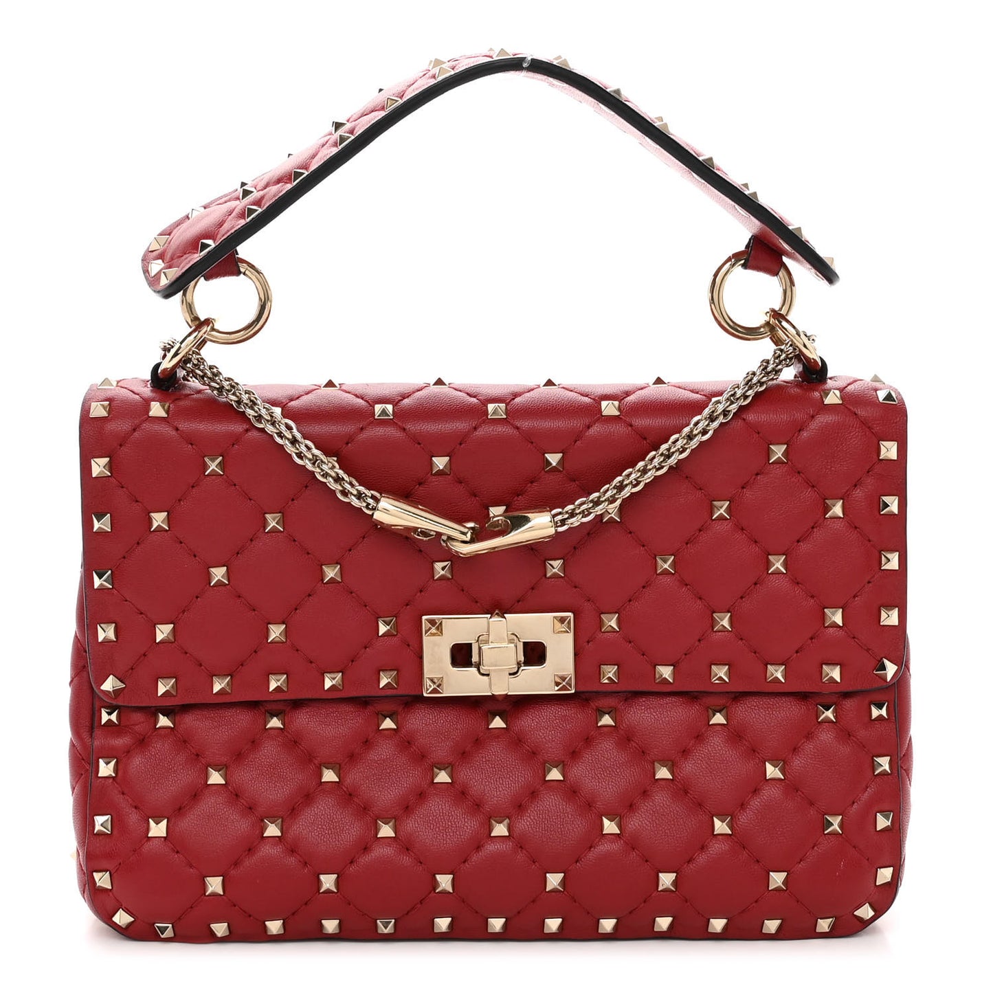Nappa Medium Rockstud Spike Shoulder Bag Rosso Valentino