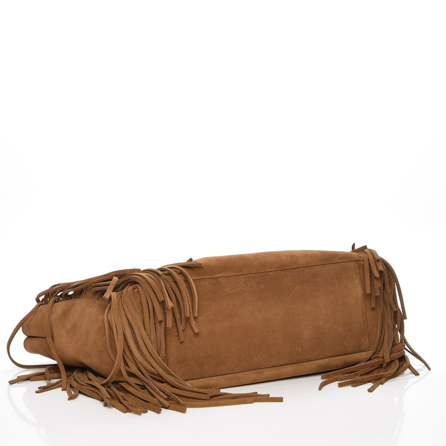 Suede Fringe Monogram Shopping Tote Light Ochre