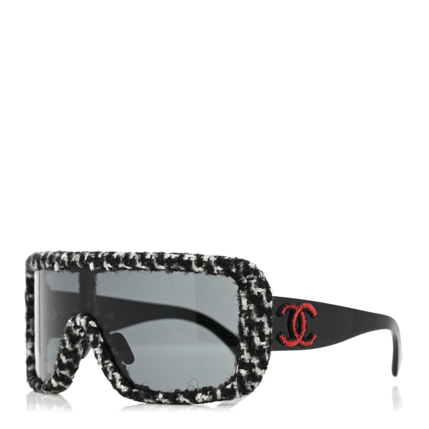 Tweed Shield Sunglasses 71367 Black Red