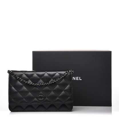 Chanel Metallic Caviar Quilted Wallet On Chain WOC Black 8 of 8