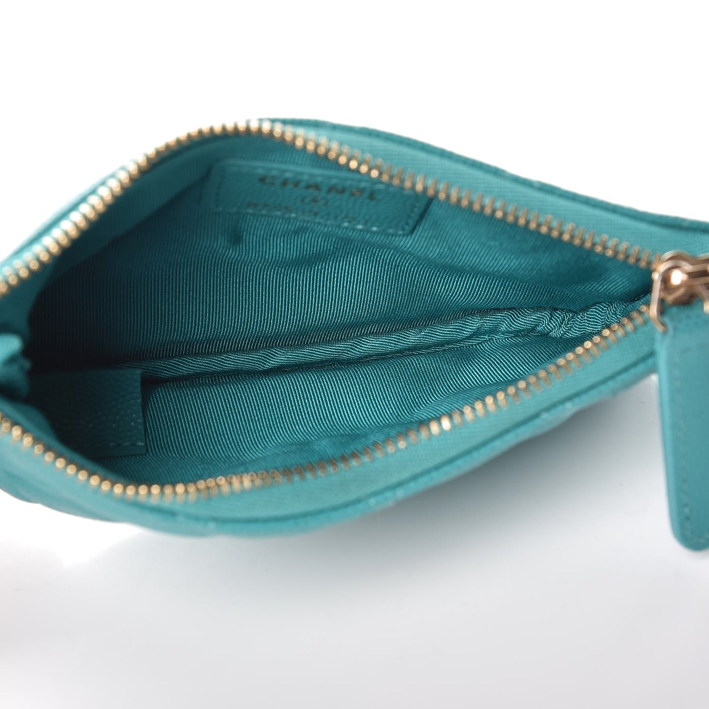 Caviar Quilted Small Cosmetic Case Turquoise