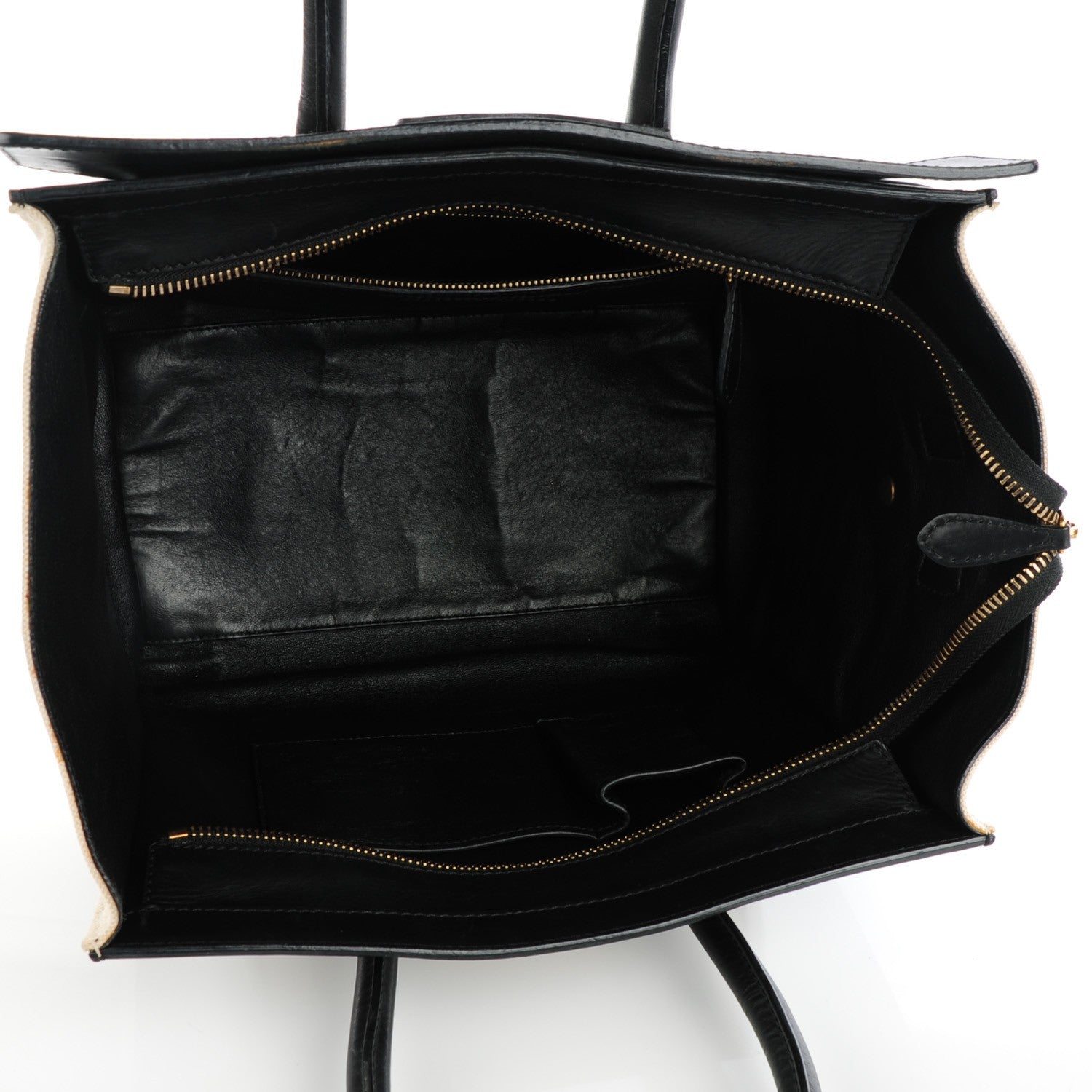 Celine Smooth Calfskin Linen Mini Bi-Color Luggage Natural Black 5 of 8