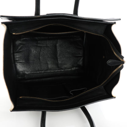 Celine Smooth Calfskin Linen Mini Bi-Color Luggage Natural Black 5 of 8