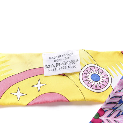 Hermes Silk La Source de Pegase Twilly Rose Vif Jaune Vif 2 of 4
