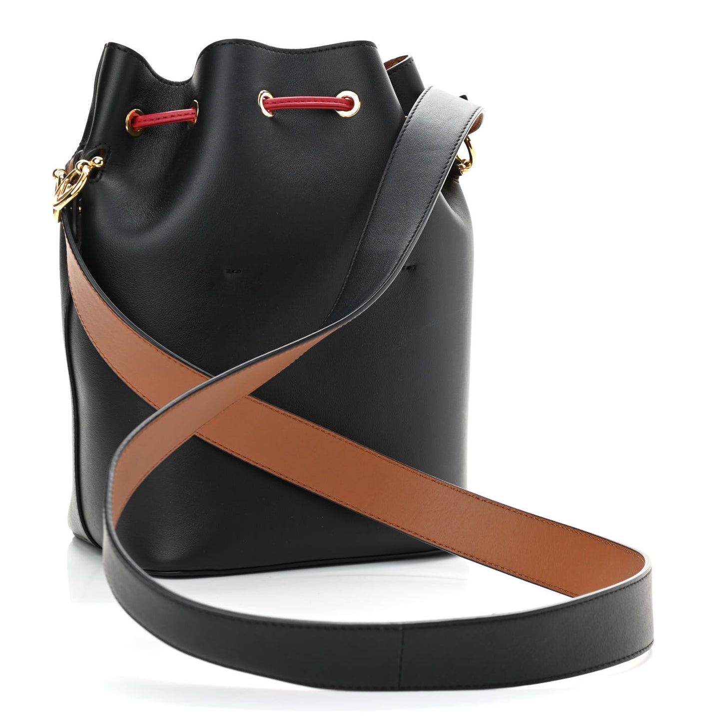 Vitello Grace F is Fendi Stamp Patch Perforated Small Mon Tresor Bucket Bag Black