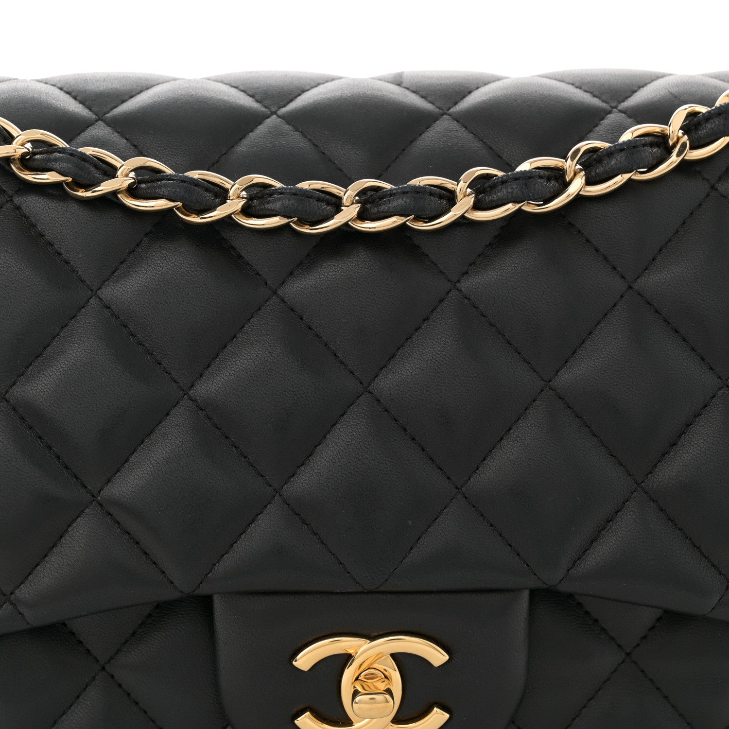 Chanel Lambskin Quilted Jumbo Double Flap Black 8 of 13