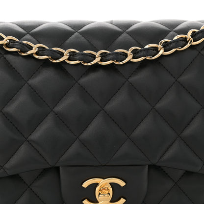 Chanel Lambskin Quilted Jumbo Double Flap Black 8 of 13
