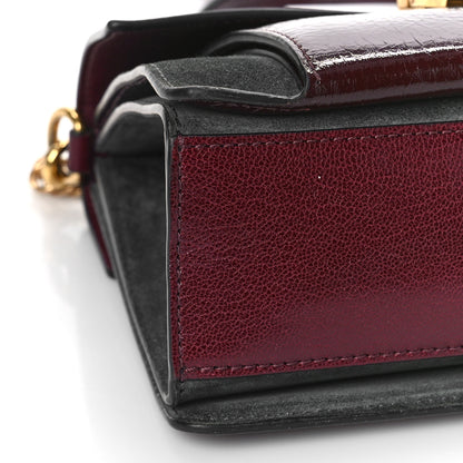 Givenchy Crinkled Patent Deerskin Suede Small GV3 Shoulder Bag Aubergine Graphite 7 of 8
