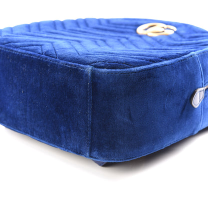 Gucci Velvet Matelasse GG Marmont Dome Backpack Cobalt Blue 7 of 12