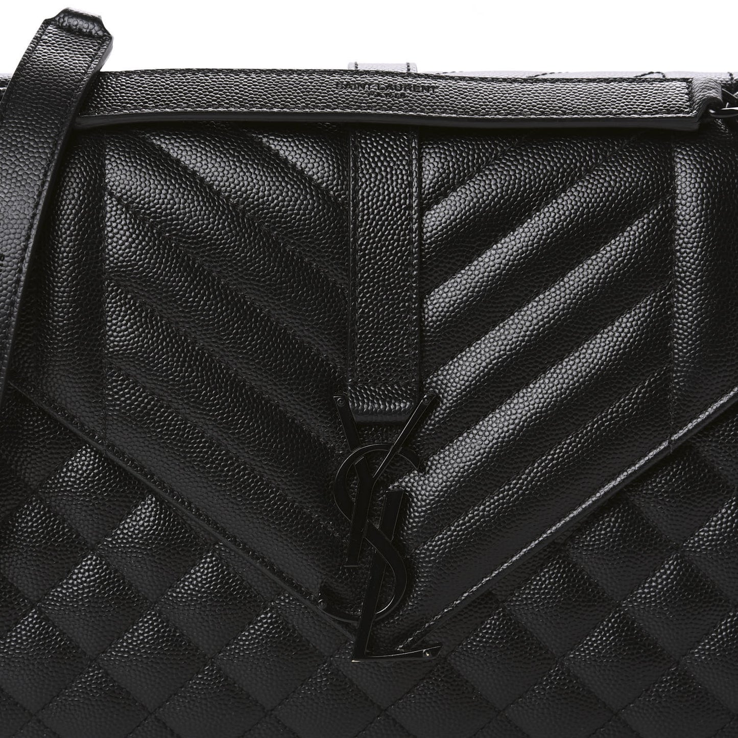 Grain De Poudre Textured Mixed Matelasse Triquilt Medium Monogram Satchel Black