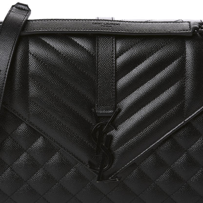 Saint Laurent Grain De Poudre Textured Mixed Matelasse Triquilt Medium Monogram Satchel Black 10 of 10