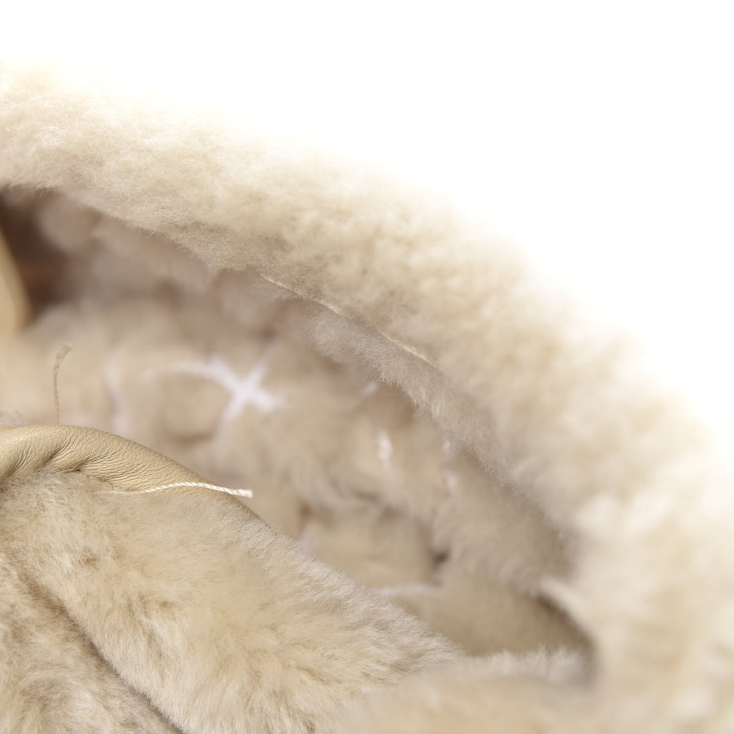 Shearling Suede Stitched CC Tote Light Beige