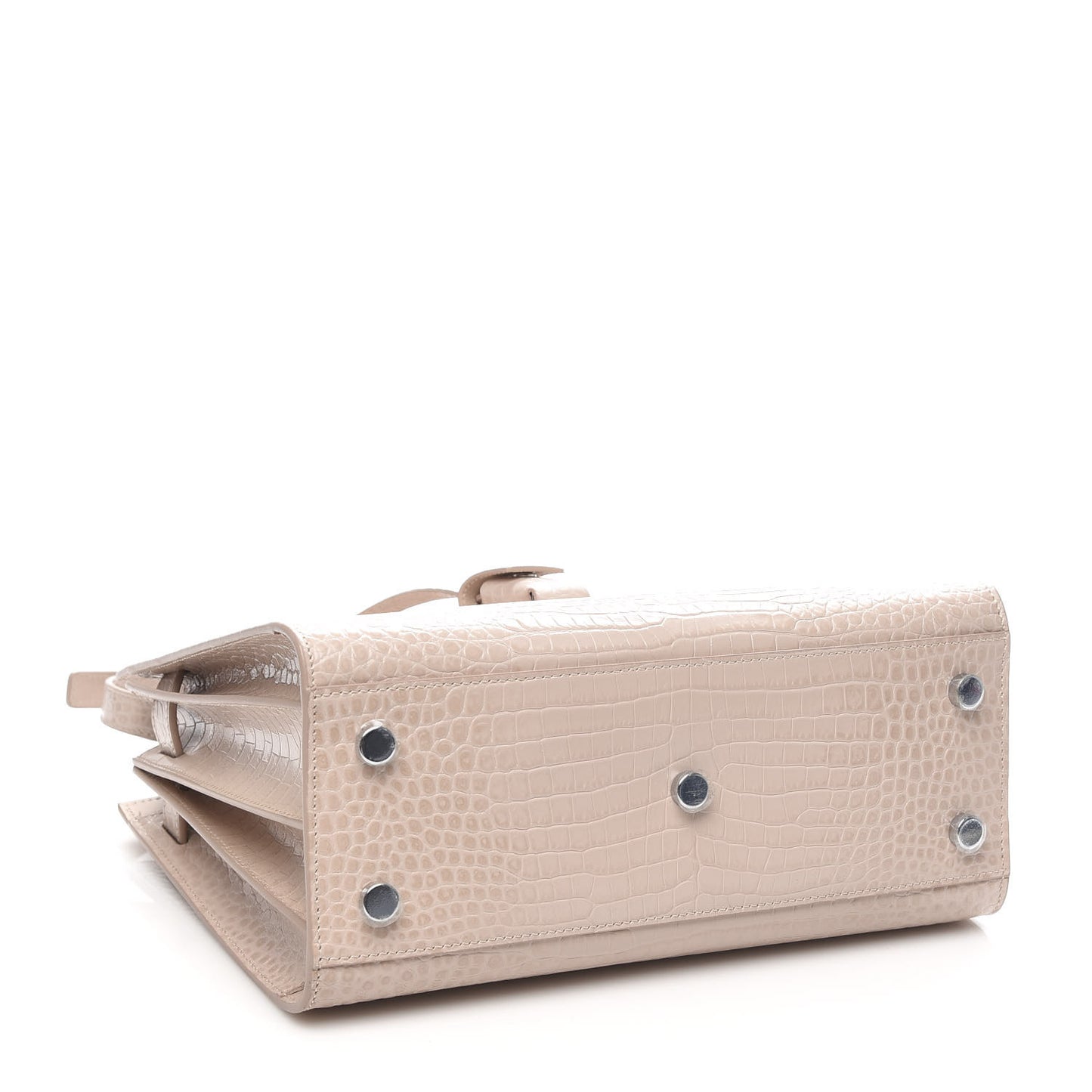 Calfskin Crocodile Embossed Baby Sac De Jour Rose Antic