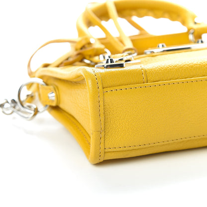 Balenciaga Chevre Silver Metallic Edge Hardware Nano City Jaune Epi 9 of 11